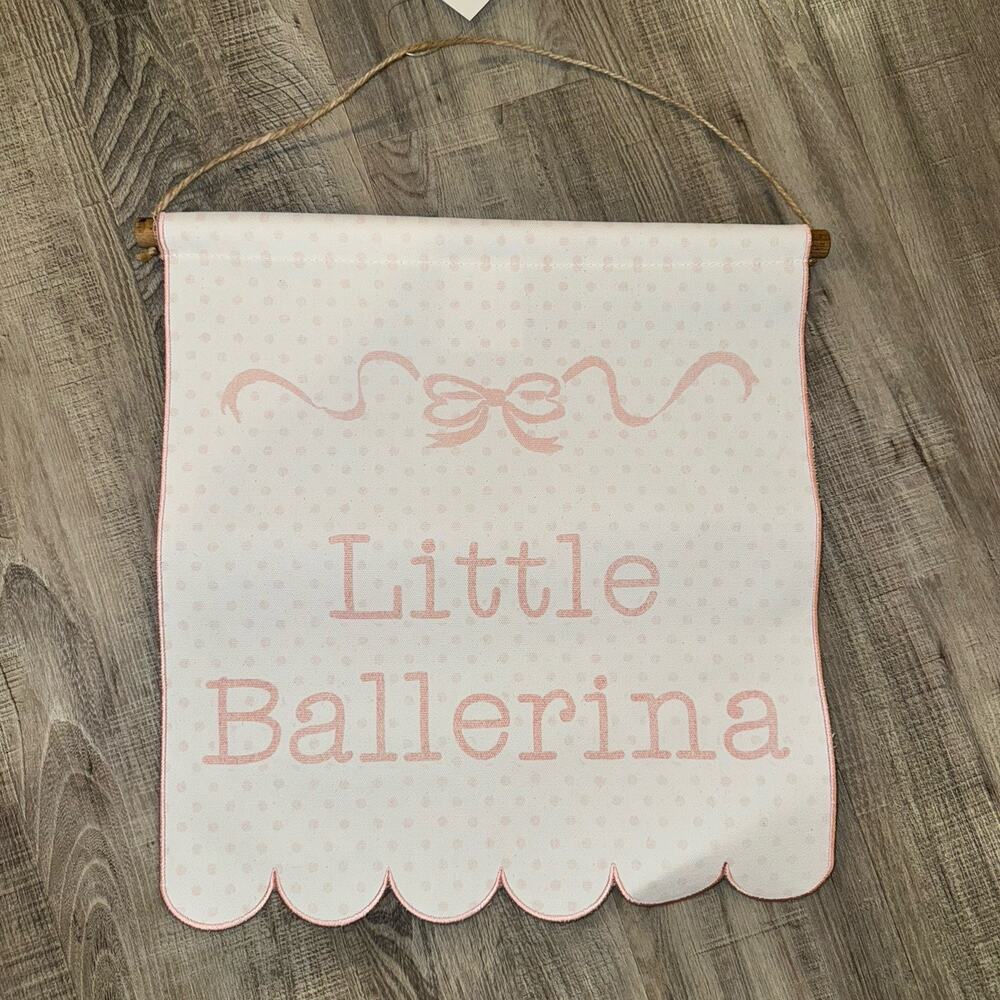 Hobby Lobby Little Ballerina Wall Hanging Pink White Canvas 16x16 Girls Room